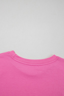Sachet Pink Solid Color Basic Crew Neck Plain Tee