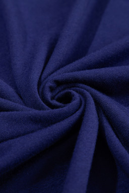 Blue Solid Color Basic Crew Neck Plain Tee