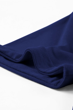 Blue Solid Color Basic Crew Neck Plain Tee