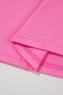 Sachet Pink Solid Color Basic Crew Neck Plain Tee