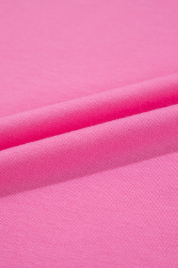 Sachet Pink Solid Color Basic Crew Neck Plain Tee