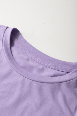 Wisteria Solid Color Basic Crew Neck Plain Tee