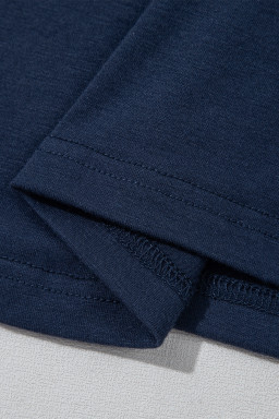 Navy Blue Contrast Lace Raglan Sleeve Pleated Mini Dress