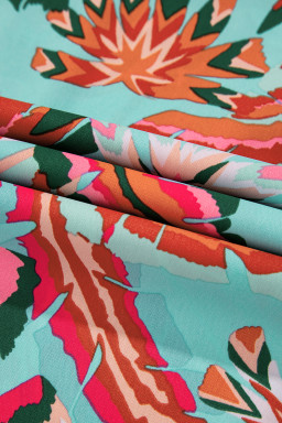 Green Abstract Print Smocked Bodice Knotted Straps Maxi Dress