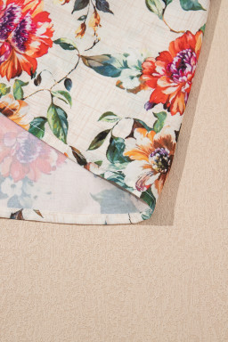 Rose Floral Ethnic Print Ruffle Mini Dress