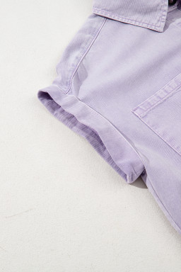 Orchid Petal Double Chest Pocket Denim Shirt Dress