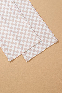 White Ribbed Texture Checkered Tank and Pants Set