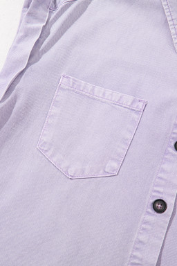 Orchid Petal Double Chest Pocket Denim Shirt Dress