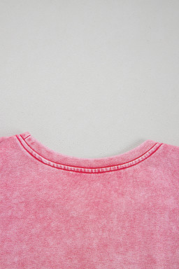 Sachet Pink Mineral Wash Raw Edge Ruffle Mini Dress