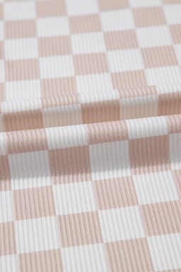 White Ribbed Texture Checkered Tank and Pants Set