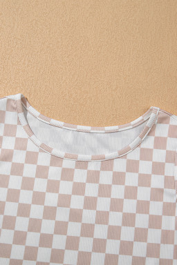 White Ribbed Texture Checkered Tank and Pants Set