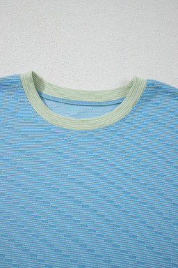 Beau Blue Colorblock Cap Sleeve Top and Shorts Set