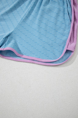 Beau Blue Colorblock Cap Sleeve Top and Shorts Set