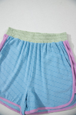 Beau Blue Colorblock Cap Sleeve Top and Shorts Set