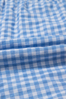 Blue Vintage Gingham Print High Waisted Loose Shorts