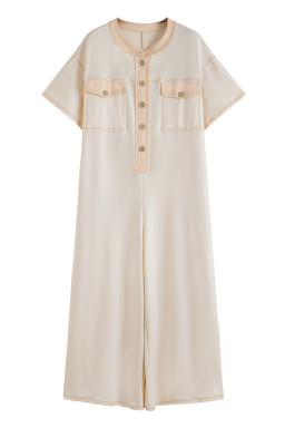 Jet Stream Patchwork Pocket Short Sleeve Jumpsuit