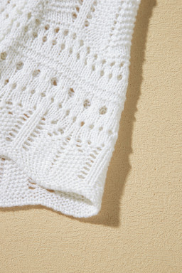 White V Neck Hollow Out Knitted Vest