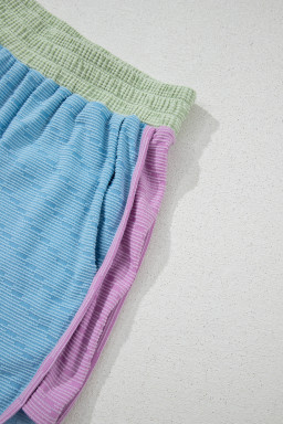 Beau Blue Colorblock Cap Sleeve Top and Shorts Set