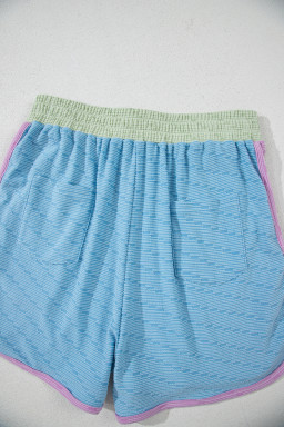 Beau Blue Colorblock Cap Sleeve Top and Shorts Set