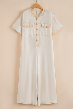 Jet Stream Patchwork Pocket Short Sleeve Jumpsuit
