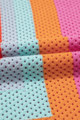 Orange Colorblock Eyelet Casual Knit T Shirt