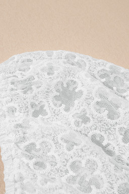 White Floral Lace Puff Sleeve Empire Waist Mini Dress