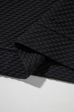 Black Textured Cap Sleeve T Shirt Shift Mini Dress