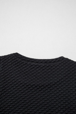 Black Textured Cap Sleeve T Shirt Shift Mini Dress