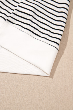 Black Striped V Neck Tee and Casual Shorts Set