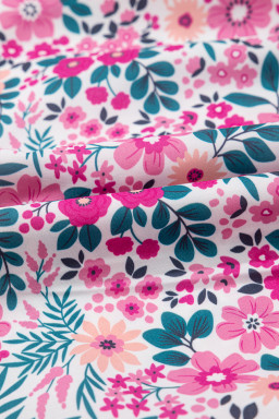 Pink Allover Floral Print Collar Half Button Short Sleeve Loose Dress