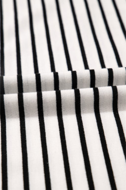 Black Striped V Neck Tee and Casual Shorts Set