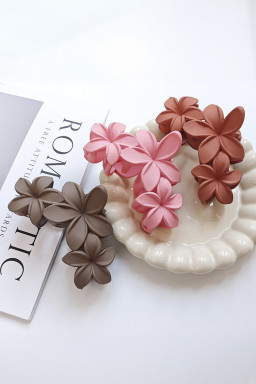 Pink 3D Flower Plastic Resin Hair Claw