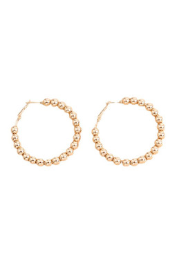 Gold Plated Beaded Minimalist Alloy Hoop Earrings