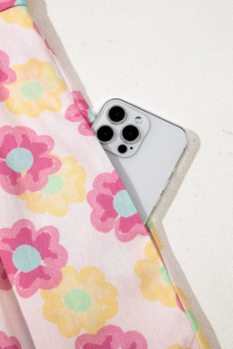 Rose Vibrant Floral Puff Sleeve Pleated Flared Mini Dress