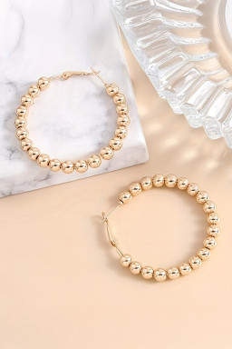 Gold Plated Beaded Minimalist Alloy Hoop Earrings