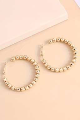 Gold Plated Beaded Minimalist Alloy Hoop Earrings