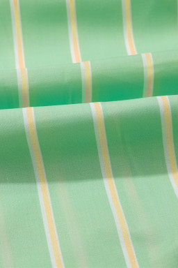 Green Striped V Neck Frill Tiered Mini Dress