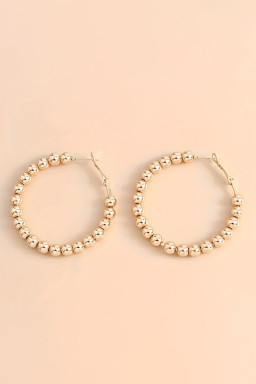 Gold Plated Beaded Minimalist Alloy Hoop Earrings