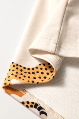 Apricot Plus Size Cheetah Print Side Pockets T Shirt Mini Dress