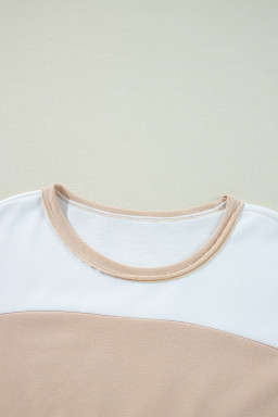 Multicolour Colorblock Patchwork Side Split Tunic T Shirt