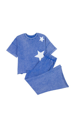 Ashleigh Blue Mineral Wash Star Patched Loose Pants Set