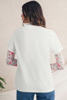 White Leopard Bowknot Graphic Crew Neck Tee