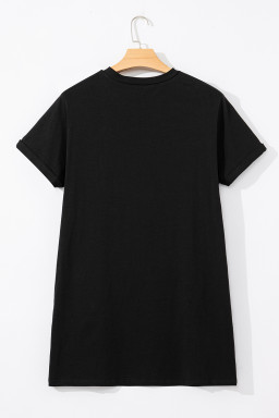Black Nashville Guitar Print Mini T-Shirt Dress