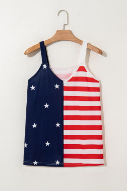 Red Stars and Stripes V Neck Colorblock Camisole
