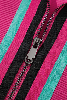 Strawberry Pink Flutter Sleeve Pop of Color Neckline Top and Shorts Set