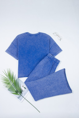 Ashleigh Blue Mineral Wash Star Patched Loose Pants Set