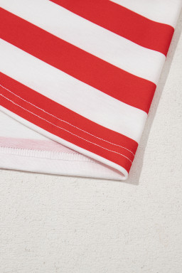 Red Stars and Stripes V Neck Colorblock Camisole