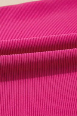 Strawberry Pink Flutter Sleeve Pop of Color Neckline Top and Shorts Set