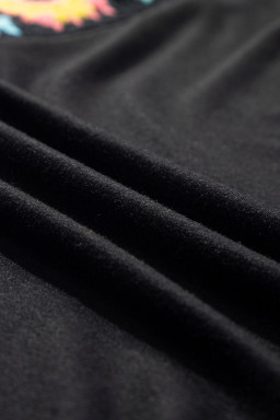 Black Floral Crochet Patchwork Crew Neck Sleeveless Top