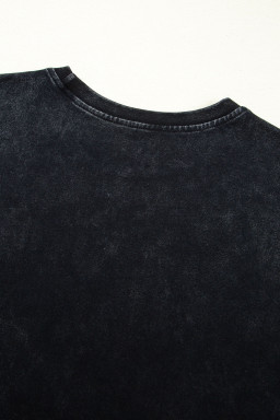 Black HOWDY Steer Head Print Side Slits Graphic T Shirt